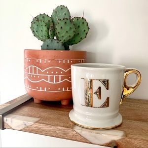 Anthropology Gold Monogram “E” Cup